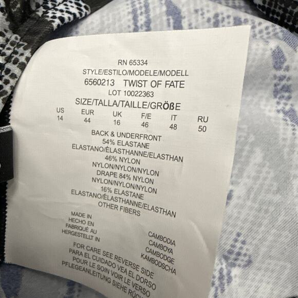 Miraclesuit Escape Swimsuit 14 One Piece Twist Of Fate Tummy Control Black White - Picture 3 of 13